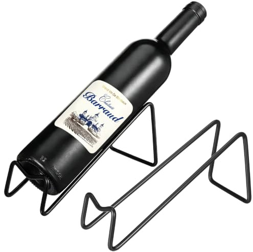 Gatuida Weinflaschenhalter Metall 2Er-Set Kompakter Weinständer Für Tisch & Arbeitsplatte Stabiler Flaschenhalter Schwarz Multifunktional Für Zuhause Bar Und Restaurant