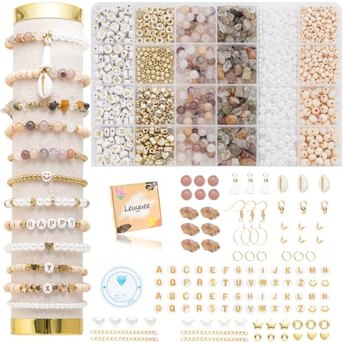 Leuyuee Natürliche Amazonit perlen für armbänder Edelstein Perlen Perlen Set Zum Auffädeln Kit Perlenset Beads für DIY armbänder selber machen Schmuck Halskette Ohrringe Kette (hellviolett)