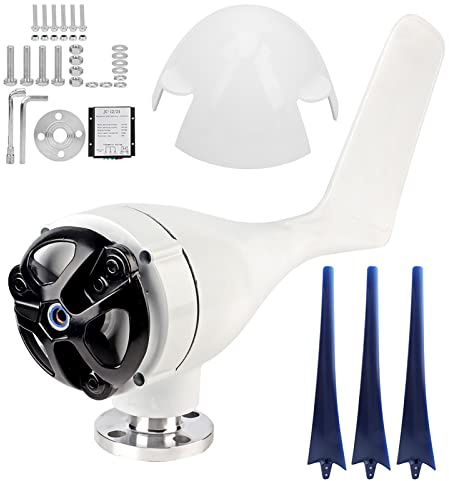 XZXCVN Aerogenerador de Viento 300W, Kit Molino Eólico de 3 Aspas, 48V, Negro - Alta Resistencia Térmica, Controlador Eficiente, Ideal para Barcos y Casas Móviles (Azul)