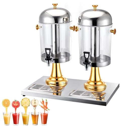 Dispensador de jugo con grifo y compartimento para hielo, dispensador de cóctel y agua, acero inoxidable para bebidas frías