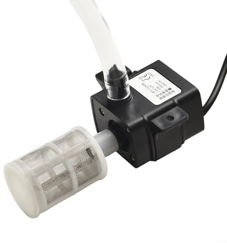 Fontaine solaire submersible 12 V DC pour bassin extérieur – Kit fontaine solaire 240 l/h avec panneau 6 W/10 W, filtre et tuyau de 2 m (10 W avec interrupteur)