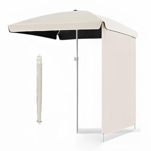 Parasol De Marché Extérieur Avec Rideau Pare-soleil, Parasol Rectangulaire Portable Pour Table De Camping, Pour Pelouse, Terrasse, Jardin, Piscine, Plage, Balcon Ou Pêche(Apricot,200cm/6.5ft)