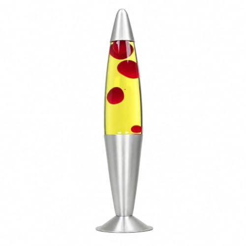 Lavalampe Rot Gelb Schwarz, Retro Lampe, aktiv, warm, 42 cm, G9 25 W mit Kabelschalter, inklusive Leuchtmittel, Geschenkidee Weihnachten, Lava Tisch Leuchte