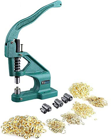 GOTOTOP riveteuse Macchina con Occhielli Pinza perforeuse Professionale con 3 matrici e 900 con Occhielli 6 mm/10 mm/12 mm per DIY Decorazione Artigianato Cucito Tenda Abbigliamento Borsa tettoia