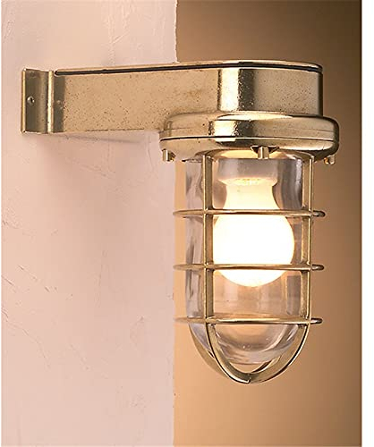 Licht-Erlebnisse Wetterfeste Schiffslampe aus Messing Glas IP55 Außenwandleuchte Laterne Haus Hof Balkon Eingang