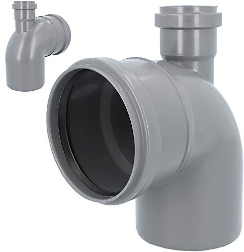 HT Rohr Abzweig Bogen TOP 90° DN 110 mm x 50 mm Grau | Abwasser Winkel Kunststoff Abflussrohr Kunststoffbogen PVC PP Doppelabzweig Verbindung Anschlussstück