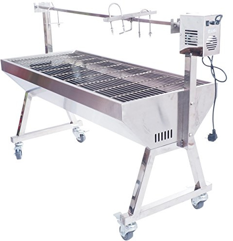 Spanferkelgrill mit Motor - Grillwagen Edelstahl 150 cm höhenverstellbar