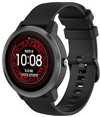 Wownadu 20 mm armband kompatibelt med Garmin Vivoactive 3, kompatibelt med Garmin Forerunner 245 ersättningsarmband silikon sportband dam herr rem (ingen tracker)