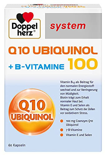 Doppelherz system Q10 UBIQUINOL 100 + B-VITAMINE – Vitamin B6 trägt zum normalen Eiweiß- und Glykogenstoffwechsel bei – 60 Kapseln