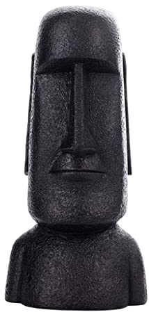 perfk 1 Harz Ostern Insel Statue Dekor Massive Megalith Retro Stil Römische Porträt Moai Skulptur für Office Schlafzimmer Desktop ORN, B Schwarz