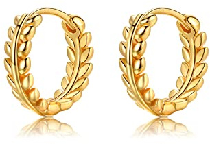 Ohrringe Silber 925 Gold Rosegold Blätter Zweig Ohrstecker für Damen Mädchen Geschenke Freundin, Hypoallergen Knorpel Klein Huggie Creolen Ohrringe
