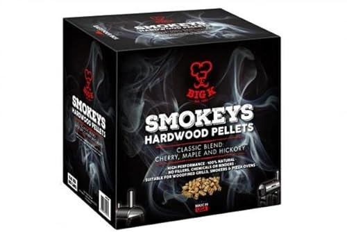 Big K 9kg Smokey's BBQ Wood Pellets (Blend of Hickory, Cherry & Maple) - Ideal for Wood Pellet Grills