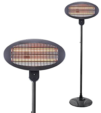 Litecraft 2000 Watt Floor Standing 3x Quartz Tube Radiant Patio Heater - Black