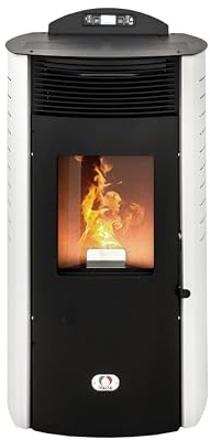 STUFE A PELLET ITALIA Siberia Aria New 18 KW Canalizada WiFi - Estufa de aire ventilada Eficiencia 91% Calienta 180m² Autonomía 30H Programable 5 Velocidad y Potencias Garantía 24 Meses Blanco