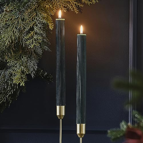 Ginger Ray Velas de cena acanaladas de Navidad para decoración de mesa, paquete de 2
