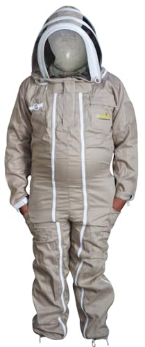 Urbansbee Imkeranzug Baumwolle mit Eleganter Hut, Doppelreißverschluss, Fechtschleier für Imker, Imkerkleidung, Schutz vor Bienenstichen