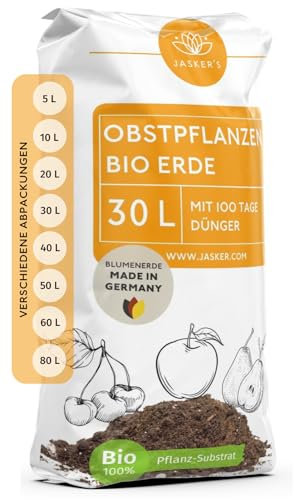 JASKER'S Bio erde für Obstpflanzen & Obst-Erde 30 L - Pflanzerde mit 50% weniger Torf - Universalerde