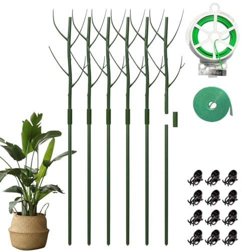 Orchideen Stäbe Pflanzenstütze,70cm Pflanzstäbe Orchideen Zubehör,Blumenstütze Zimmerpflanzen mit Pflanzenclips Twist Ties und Pflanze Riemen,für Kletterpflanzen Natürlicher Pflanzenstützen