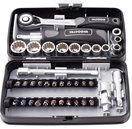Llave inglesa, Llave ajustable - Juego de llaves preestablecidas Combinación de brocas 35 en 1 Kit de herramientas Caja de herramientas Juegos de herramientas manuales Reparación de bicicletas Llave d