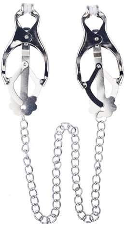BUKYYY Sm Erwachsene Produkte Verstellbare Brustklemme Metall Schmetterling Brustklemme Paar Sex Produkte Silber Doppelköpfige Nippelklemme
