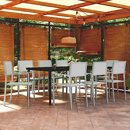 WEMYUFURN 9-TLG. Garten-Essgruppe Weiß, Outdoor-Sitzgruppe, Terrassen-Lounge-Set, Garten-Couchgarnitur - Wetterbeständig, Komfortabel - für Terrasse, Garten und Balkon