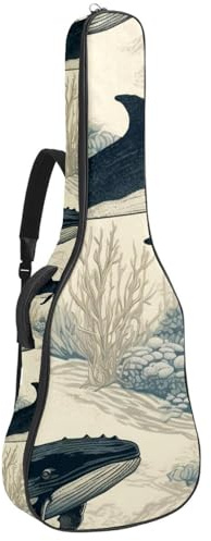 Gitarrentasche, 104 cm, doppelter verstellbarer Schultergurt, Akustikgitarre, Gigbag, Ozean, Vintage, Wal-Gitarrenkoffer, wasserdicht, Oxford-Stoff, dicker Schwamm, Ocean Vintage Wale, 42.9x16.9x4.7