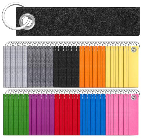 Nuenen 100 Stück 13 x 3 cm Bunte Filz Schlüsselanhänger Rohlinge Schlüsselringe mit Anhänger aus Filz Schlüsselbänder für Schulrücksack Tasche Geldbörse Schlüssel Basteln