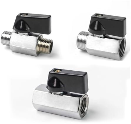 IDUTQUMW Miniature Brass Ball Valve 1/8 1/4 3/8 1/2 External Thread and internal Thread, Male and Female Water Gas and Oil Stop Valve(WY-01)
