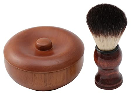 Rasierpinsel und Schale Satz für Männer, Nylon Holz, Bartpflege | Bartpflege für Goatee und Schnurrbart, Erzeugt Reichhaltigen Schaum, Sauberer Griff, Handlich im Alltag
