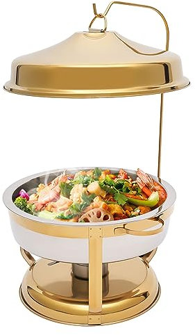 Chafing Dish Set,Stainless Steel Hanging Lid Dining Stove,Buffet Round Chafing Food Pan Buffet Warmers for Party Restaurant Hotel