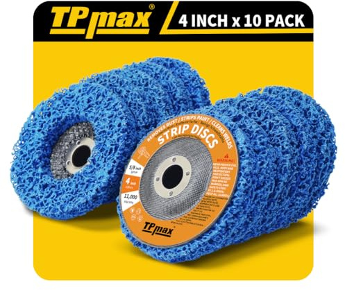 100mm x 16mm Stripping Discs for Rust and Paint Removal - Poly Abrasive Angle Grinder Wheels, 10-Pack (Blue)