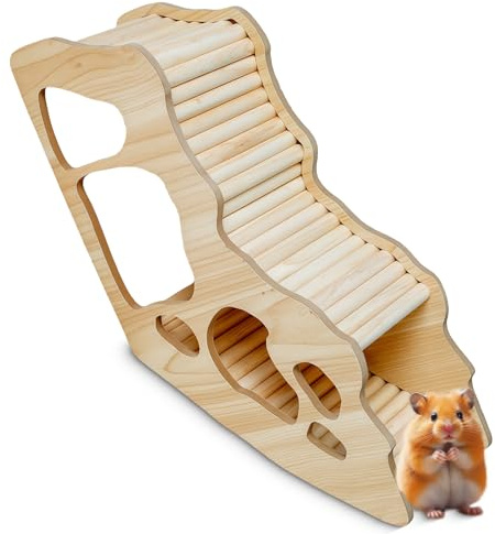 Grillix Kletterleiter für Hamster, Hamster Haus und Tunnel, Kletterspielzeug und Versteck aus Holz