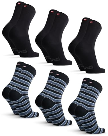 DANISH ENDURANCE Calze Cotone Organico, Calzini Morbidi, 6 Paia | Calze in cotone organico, morbide e traspiranti con corsie di raffreddamento, per uso quotidiano e in ufficio, Unisex