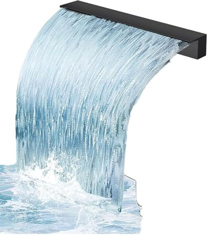 cascata laghetto Cascata per giochi d'acqua artificiali, Dispositivo cascate per piscina personalizzabile con connettore in PVC, Fontana in acciaio inox argento/nero per laghetti di pesce(Black,Outlet