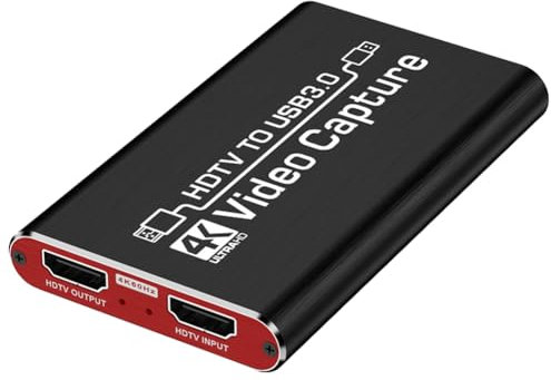 Yominerr Carte de Capture Vidéo HD 4K 1080p Boîtier D'Enregistrement de Caméra HDTV Compatible avec USB 3.0 PC Enregistreur de Diffusion en Direct Grabber