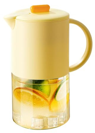 Glass Juice Pitcher, Heat Resistant Jug, Easy Clean Tea Container, 9.06x7.6x4.72 inches, Airtight Beverage Dispenser, 1500ml Serveware for Iced Drinks, Fridge Storage
