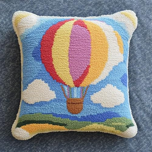 AxiangziK Kit Gancio di Chiusura per Cuscino Fai-da-Te,Palloncini colorati,Artigianato Facile da Imparare per Kit Tappeto con Gancio di Chiusura per Cuscino,43x43cm
