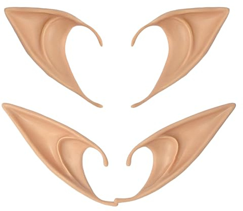 Diffaxy 2 Paar Elfenohren, elfen Weiche Latex Ohren Elfenohren schmuck für Kinder und Erwachsene, Party Elfen Ohren Spitzohren Cosplay Zubehör,Maskerade, Kostümparty verwendet werden