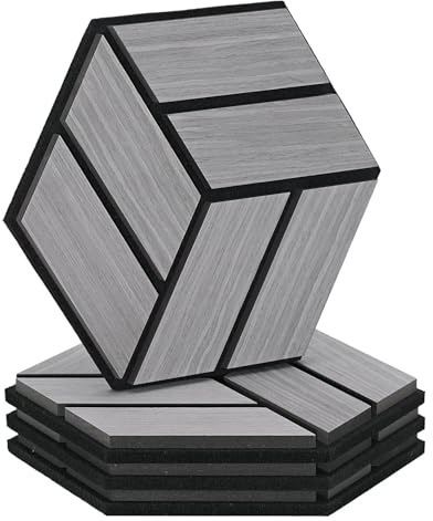 Homestyle4u 4 Stück Hexagon Akustikplatten 30x26x2 cm Grau Schallschutz Wandpaneele Akustische Behandlung Wanddekoration