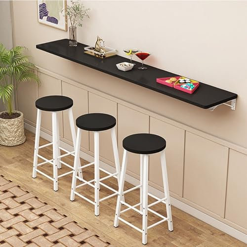 Wall-Mounted Dining Table Foldable Kitchen Table Space-Saving Bar Table Click-Fold Design Versatile Use Black 80x40cm - Perfect for Home and Office Spaces