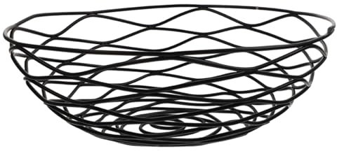 Gatuida Cesta De Alambre Negra para Frutas y Pan Tamaño Mediano Metal Reforzado Organización De Cocina y Comedor Almacenamiento En Sobremesa Cesta Multifuncional