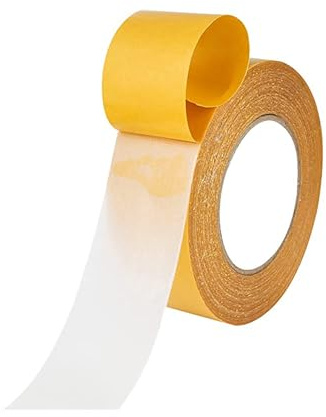 Double Sided Tape Heavy Duty, 2 in X 66 FT (20m) Double Sided Adhesive Tape Super Sticky Carpet Tape Fabric Strong Wall Mounting Tape (Yellow)
