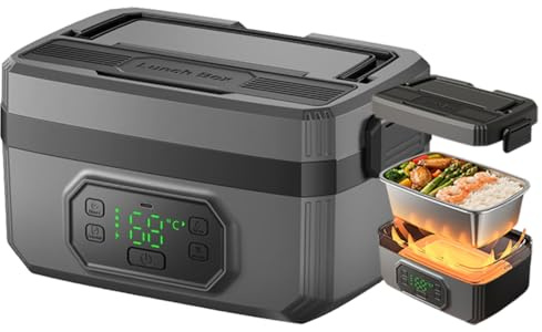 Lonchera eléctrica inalámbrica para adultos, caja de almuerzo calentada de alimentos autocomortantes portátiles 24000 mAh de batería alimentada, divisor de bandeja extraíble, diseño de fugas 1600ML