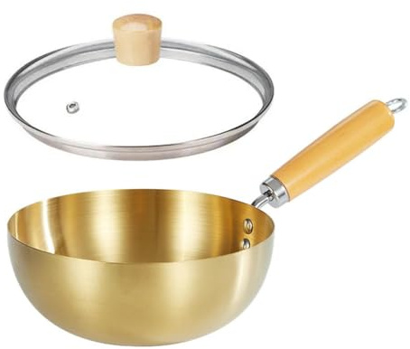 UGCER Pentola in Acciaio Inox con Coperchio in Vetro, casseruola Adatta all'induzione con Manici Resistenti al Calore, Lavabile in lavastoviglie,d'oro,22cm