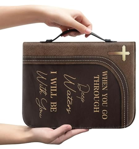 Kuiaobaty Buchhülle mit Gottesspruch aus Leder, Bibeletui für Herren, Löwen-Bibelzitate, Druck, Buch-Organizer für den Alltag und Reisen, große Größe, 27,9 x 20,3 x 5,1 cm, M