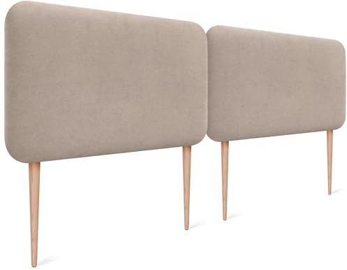 DHOME Gepolstertes Glattes Abgerundetes Kopfteil aus Aqualine-Stoff mit Beinen für Wand Akustik-Kopfteile Schalldämmend Kopfende Bett Schlafzimmer (Beige, 180cm Dual)