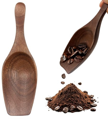 Pala grande de madera para café molido, té, azúcar, cucharas medidoras de madera, multiusos, cucharas grandes para latas, tarros, accesorios de almacenamiento de cocina, nogal negro (1 unidad)