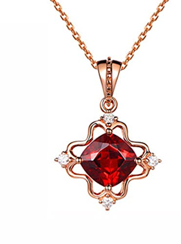 HLTYGWX Hänge halsband Vintage, granat med bra skära ädelsten 18K lyxiga damer