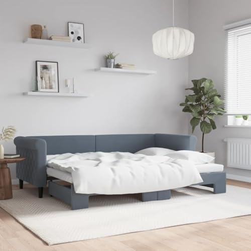 QZZCED 2-in-1-Schlafsofa mit Ausziehbett, Doppel-Sofa, modernes minimalistisches Design für Wohnzimmer, solide Struktur aus Holz und Metall