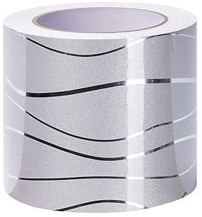 Guijinhao Wallpaper Border Peel 10cm X 500cm and Stick Wall Border Sticker Home Ceiling Decorative Border for Bathroom Living Room Kitchen Silver Wave (C2-1)